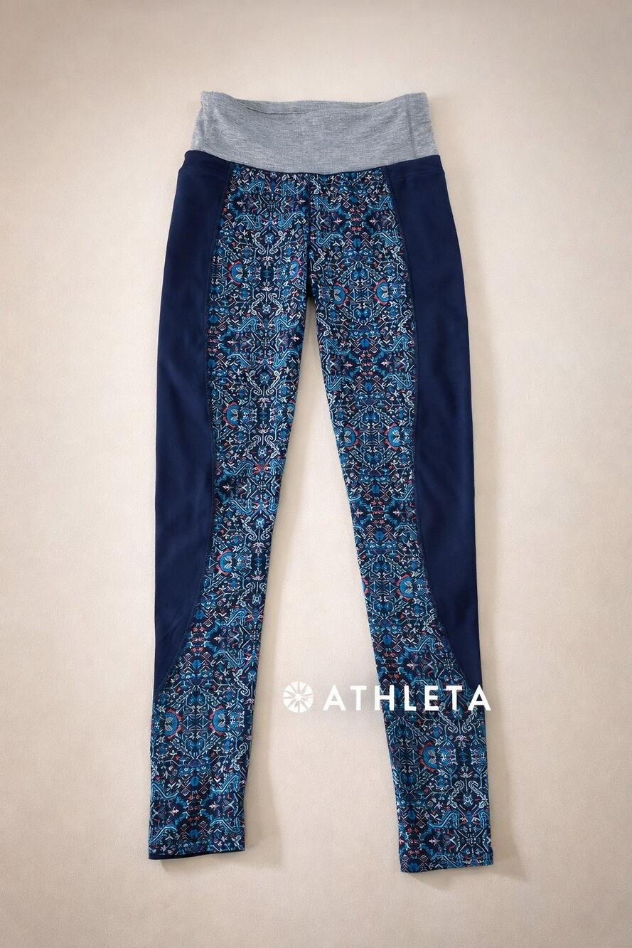 Athleta Blue Ankle Leggings Size S Gray Comfort Waistband Lightweight Cotton